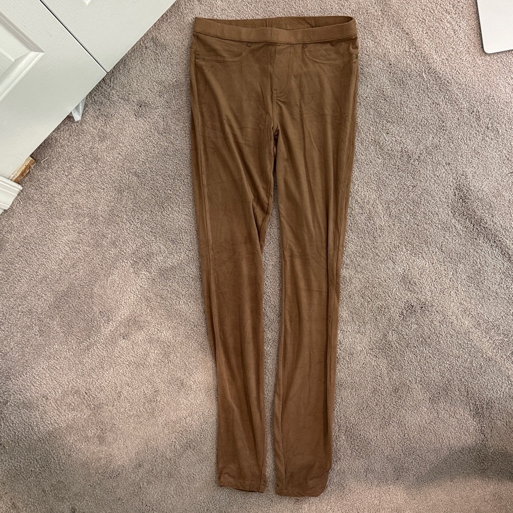 HUE Tan Suede-Style Leggings